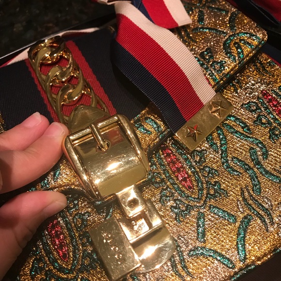 🚫⛔️SOLD⛔️🚫Gucci Sylvie Metallic Jacquard Web bag - Picture 5 of 8